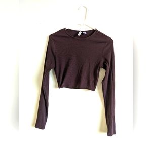 Women's H&M chocolate brown long sleeve crop top